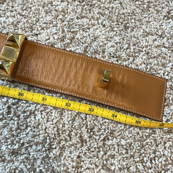 Leather belt made in Italy with gold accents. Size 80 cm - Picture 6 of 6